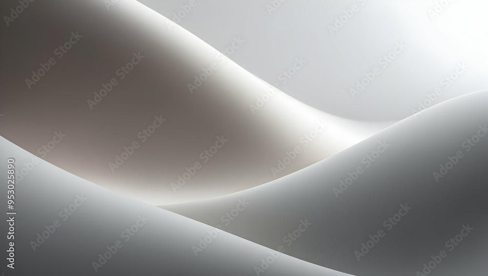 Poster abstract white swirls: abstract background with soft, fluid, white swirls, creating a minimal and el