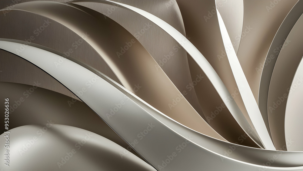 Poster abstract curves: a minimalist abstract image of interlocking circles and curves in a subtle palette 