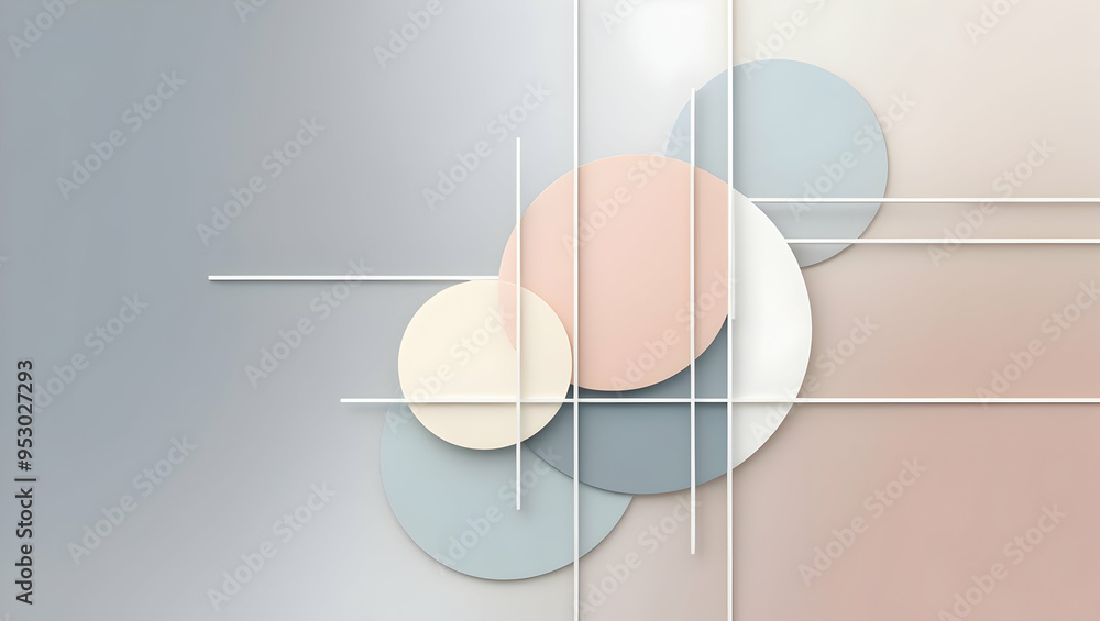 Poster abstract minimalist geometric shapes: a captivating display of geometric shapes in pastel tones, cre