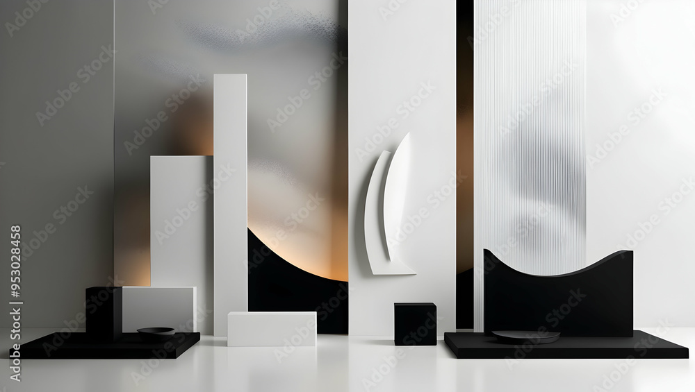 Poster abstract minimalist product display: a captivating 3d rendering of a modern product display, featuri