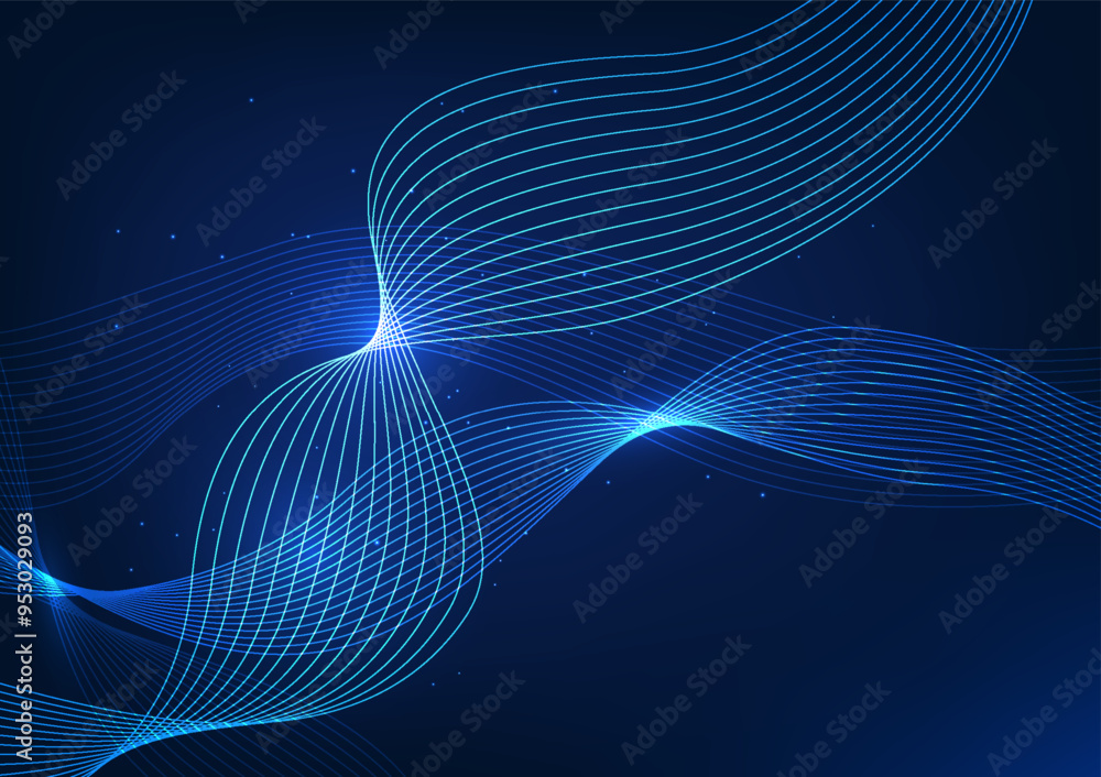 Poster abstract background technology , overlapping waves, data transmission to the file processing system,