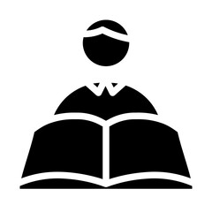 kids and book in solid icon