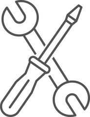 Repair tools crossed. Maintenance line icon. Wrench and screwdriver