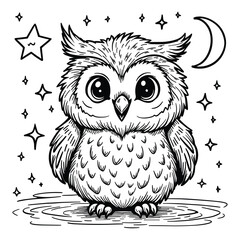 A Cheerful Baby Owl Coloring Book