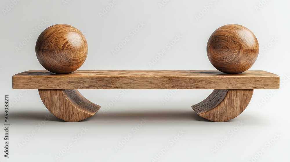 Aufkleber 3d render of simple geometric shapes balancing on scales isolated on a white background modern minim