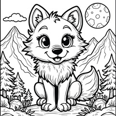 Fox in the forest coloring book