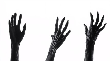 Creepy Black and White Halloween Hands Reaching Out with Claws, Generative AI