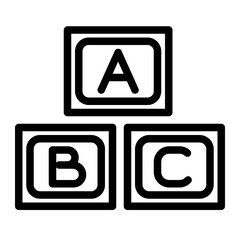 block letters in line style  - education, toy, alphabet, child, letter, font, school, learn, kids, design,preschool