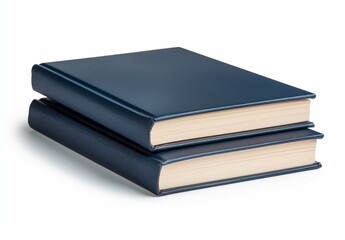 A stack of two books with dark blue covers isolated on white background  