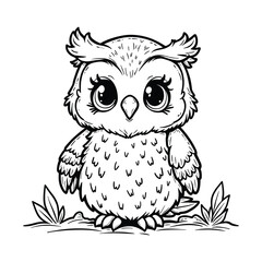 Owl sitting on branch coloring book