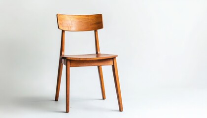 Wooden chair against a white background.
