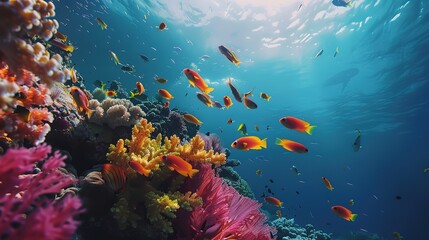 Naklejka premium Fish underwater pattern wallpaper