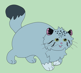 big wild fluffy cartoon cat manul