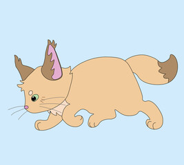 little fluffy cartoon sand cat