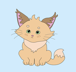 little fluffy cartoon sand cat
