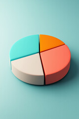 Obraz premium A colorful pie chart on a pastel background, showcasing data visualization and modern infographic design for business and educational purposes.
