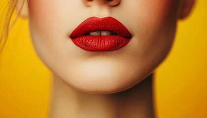 Fototapeta premium Closeup Portrait of Lips with Red Lipstick.