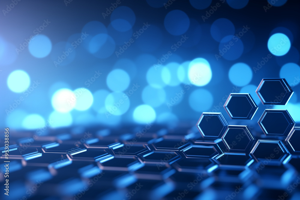 Wall mural abstract blue hexagons pattern background for design.hi-tech science and research concept innovation