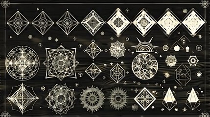 Sacred geometry vector shapes, mystical designs, 
