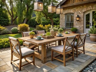 Fototapeta premium farmhouse-inspired outdoor dining sets with reclaimed wood accents