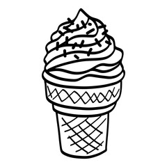 Ice Cream Cone Doodle Drawing Illustration