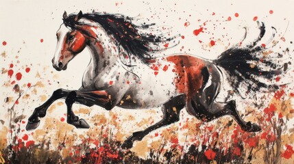 Horse painting, chinese style 