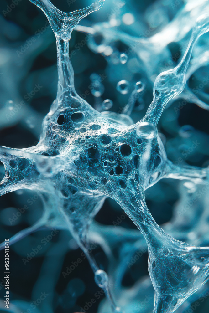Poster close-up of an intricate blue network of neural connections, resembling a microscopic view of neuron