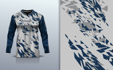 Sport jersey long sleeve template mockup texture grunge abstract design for motocross motorcycle football soccer, racing, e sports, orange gray color © Nimpuna O