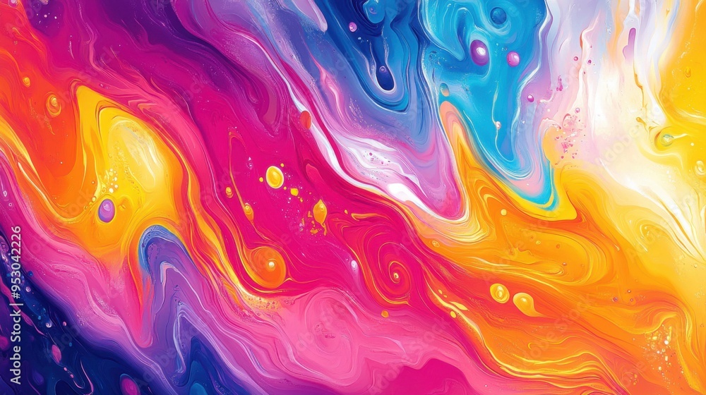Wall mural vibrant abstract background with swirling colors and fluid shapes, creating an energetic and dynamic