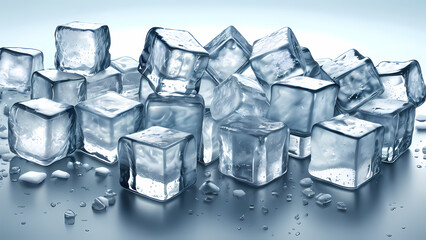 Obraz premium realistic illustration Bunch of cold Ice Cubes