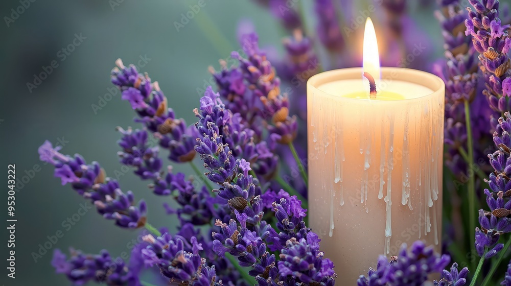 Wall mural lavender and candle