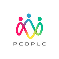 People logo design, Community human Logo design template, vector illustration