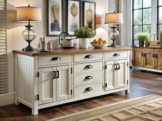 farmhouse style buffet furniture rustic wooden storage cabinets design ideas inspiration layout concept black and white