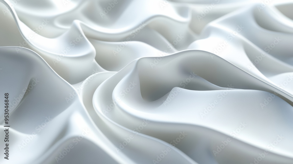 Poster smooth and luxurious white silk fabric with elegant folds and waves, creating a beautiful and refine