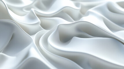 Smooth and luxurious white silk fabric with elegant folds and waves, creating a beautiful and refined textured background. Perfect for design and decor concepts.