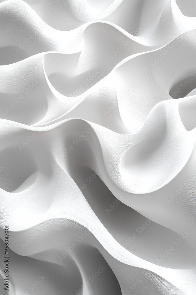 Poster abstract white wavy texture background with smooth flowing curves. perfect for design elements, back