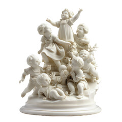 Elegant porcelain figurine of joyous children playing and celebrating, capturing innocence and happiness in intricate detail.