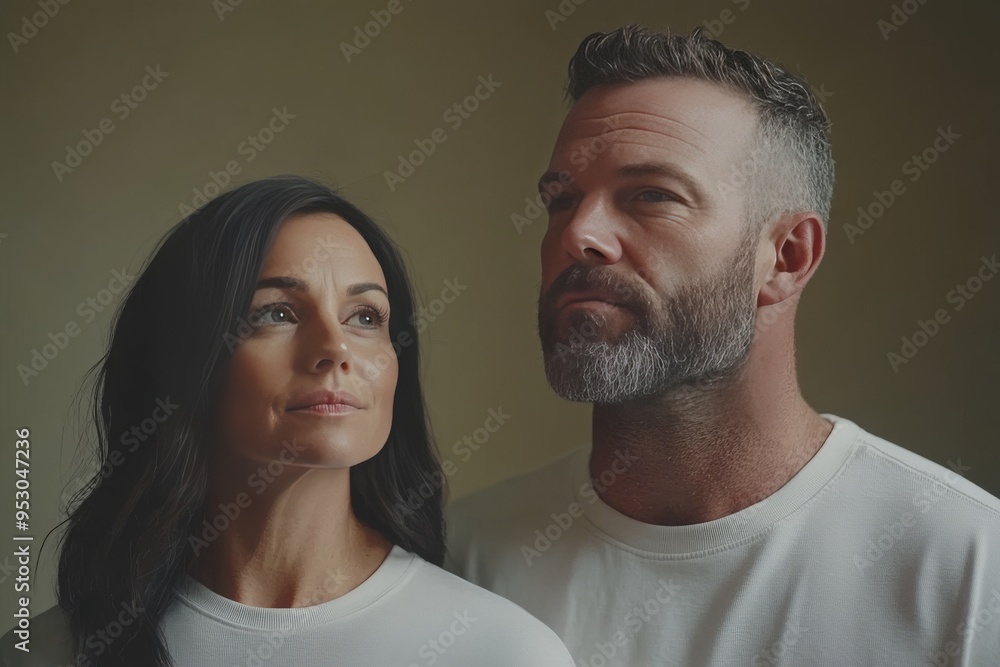 Poster reflections of thought a couple with glowing brain patterns representing the echo of shared ideas an