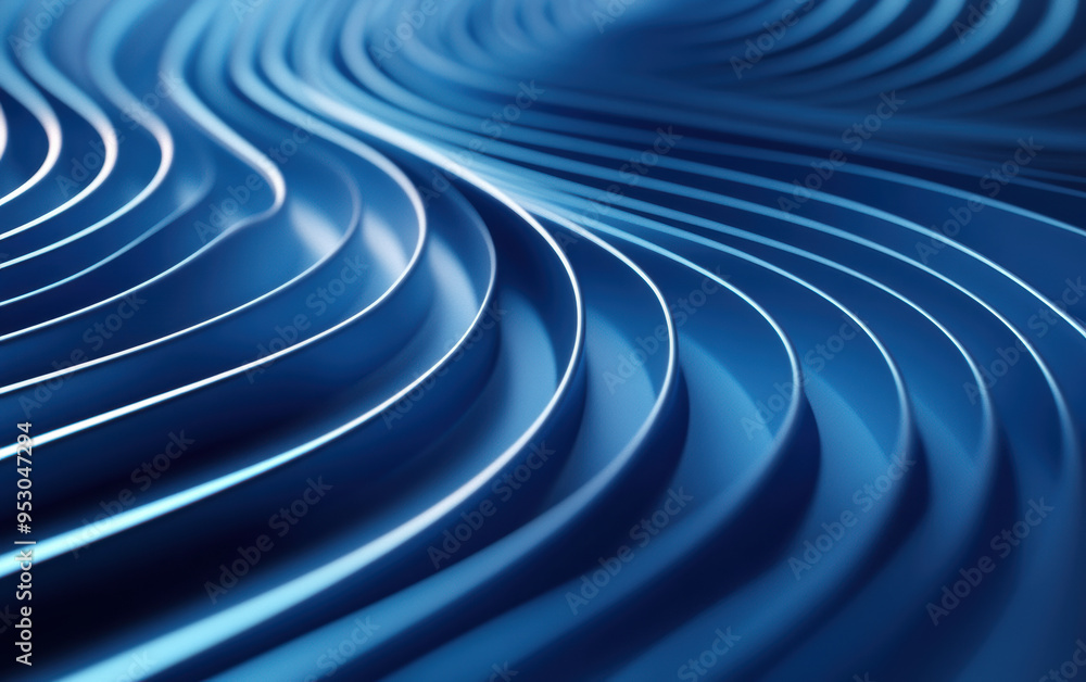 Poster abstract blue wave lines creating a dynamic and fluid pattern, symbolizing movement and depth. ideal