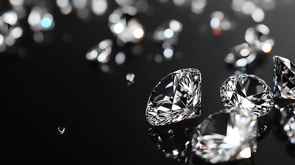 Sparkling Diamonds on a Black Background