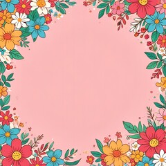 frame with flowers and butterflies