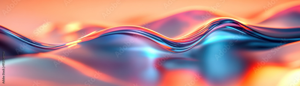 Poster abstract wavy lines in vibrant colors creating a mesmerizing background with smooth curves and a ble