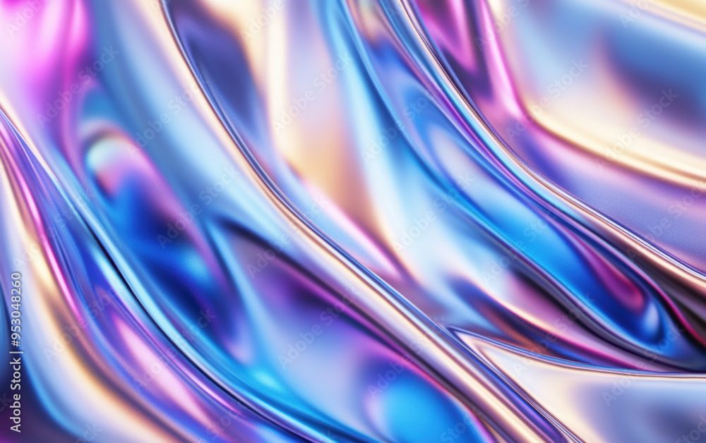 Poster vibrant abstract holographic background with fluid, flowing lines and iridescent colors creating a f