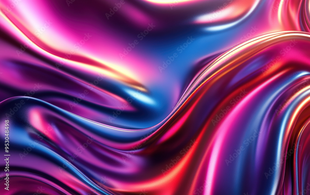 Poster colorful metallic abstract background with vibrant waves and smooth gradients in a digital art style