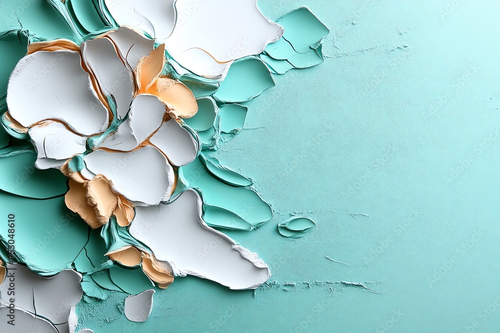 Poster Mint color abstract art with layers of soft colors and textures, depicted in an artwork where abstract art features layers of mint and pastel colors, with textured elements adding depth and