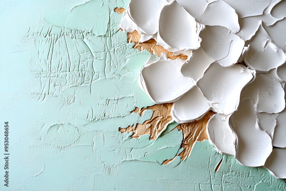 Poster Mint color abstract art with layers of soft colors and textures, depicted in an artwork where abstract art features layers of mint and pastel colors, with textured elements adding depth and