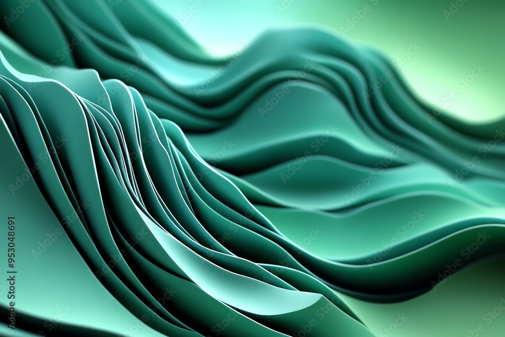 Poster mint color abstract landscape with soft gradients and serene scenes, captured in a photo where an ab