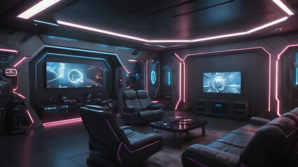 Luxury futuristic gamer room