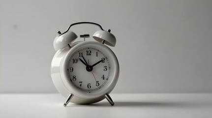 White alarm clock on a white isolated background.generative.ai 