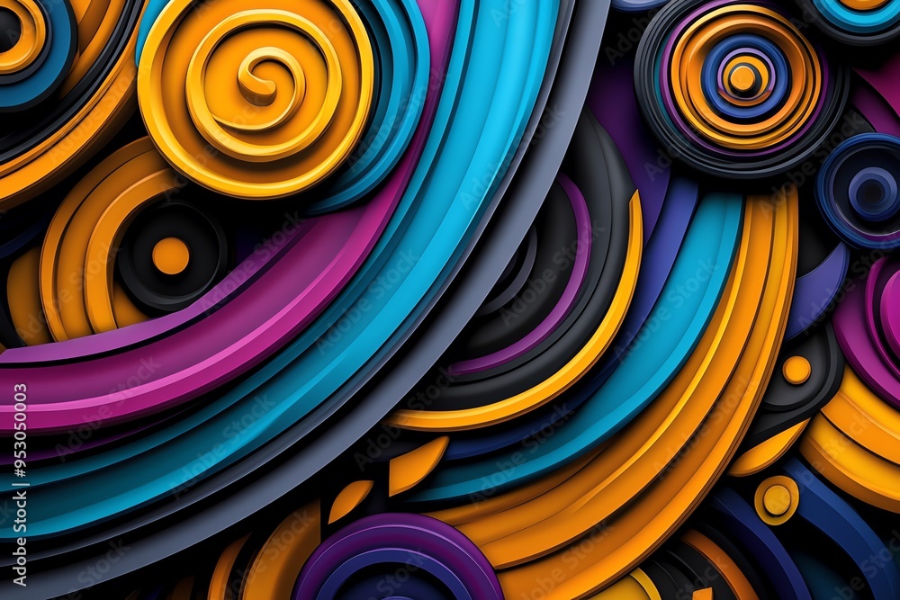 Leinwandbilder Neon color abstract patterns with vibrant gradients and geometric shapes, depicted in an artwork where patterns feature vibrant neon gradients and geometric shapes, creating a dynamic and visually